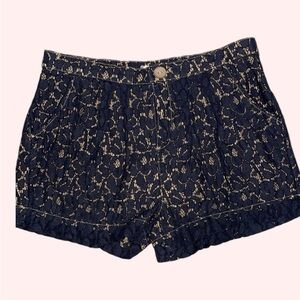 Aniina by Dry Goods Black Lace Shorts Nude Lined Slash Pockets Size Small